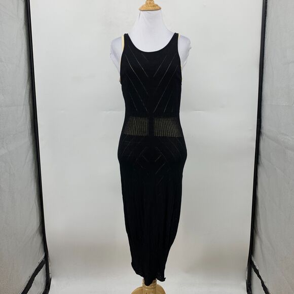 Arden B Crochet Bodycon Midi Dress M Medium Keyhole Attached Slip Perforated - Picture 2 of 11